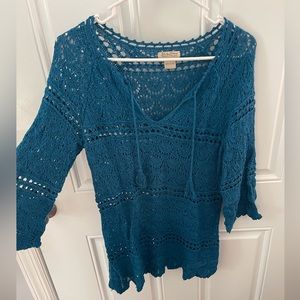 Lucky brand crochet 3/4 sleeve top